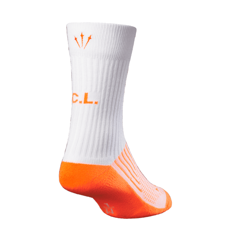 NOCTA SOCK WHITE ORANGE 3QUARTER BACK RIGHT